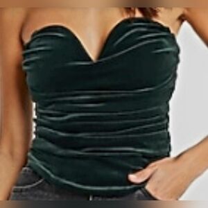 Express body contour velvet green corset top, Velvet Strapless Top, med